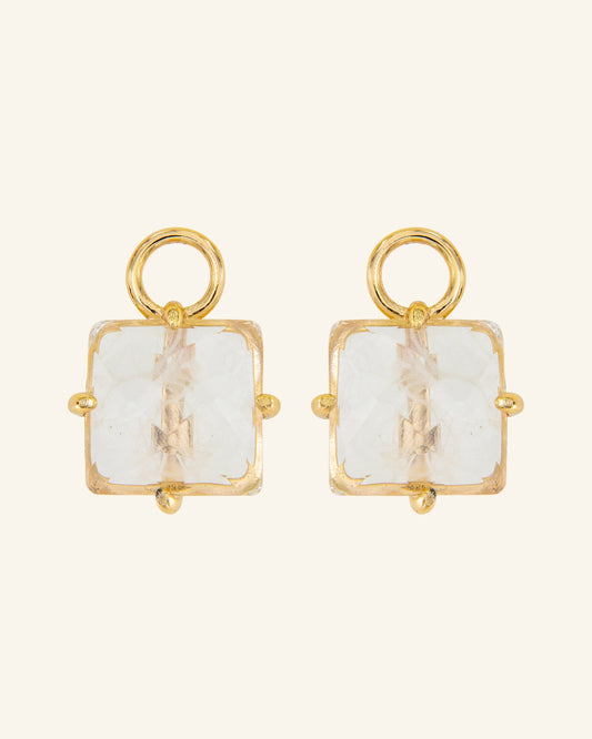 Square pendants with colorless quartz