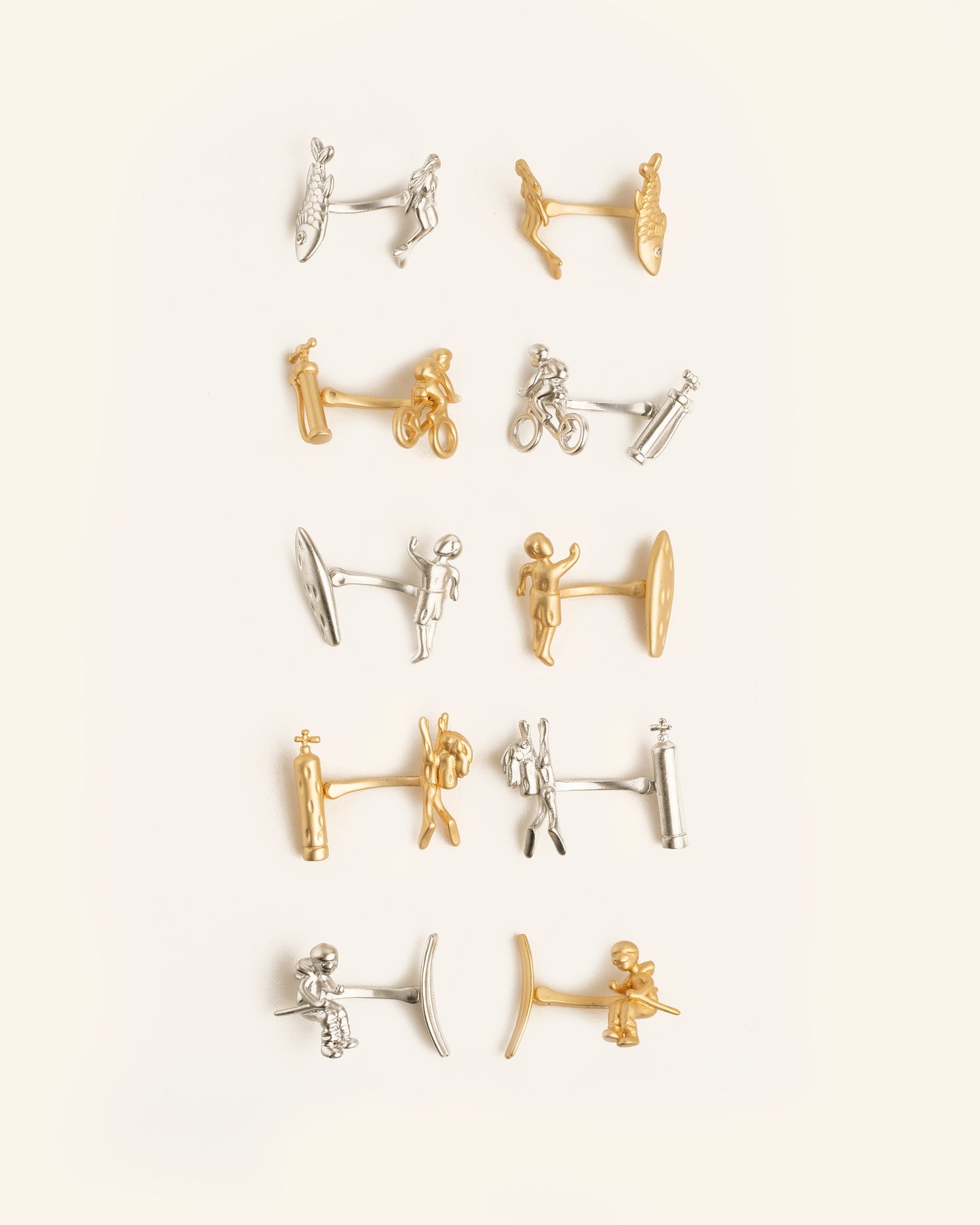 Matte silver cyclist cufflinks