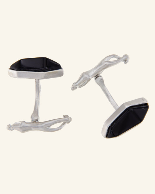 Gemelos Circo plata mate con ónix