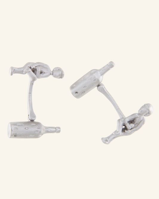 Matte silver winemaker cufflinks