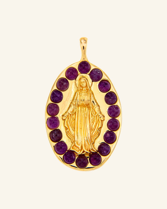 Virgin of the Miraculous Medal with amethyst