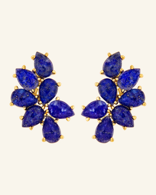 Nest Lapis Lazuli and Quartz Earring