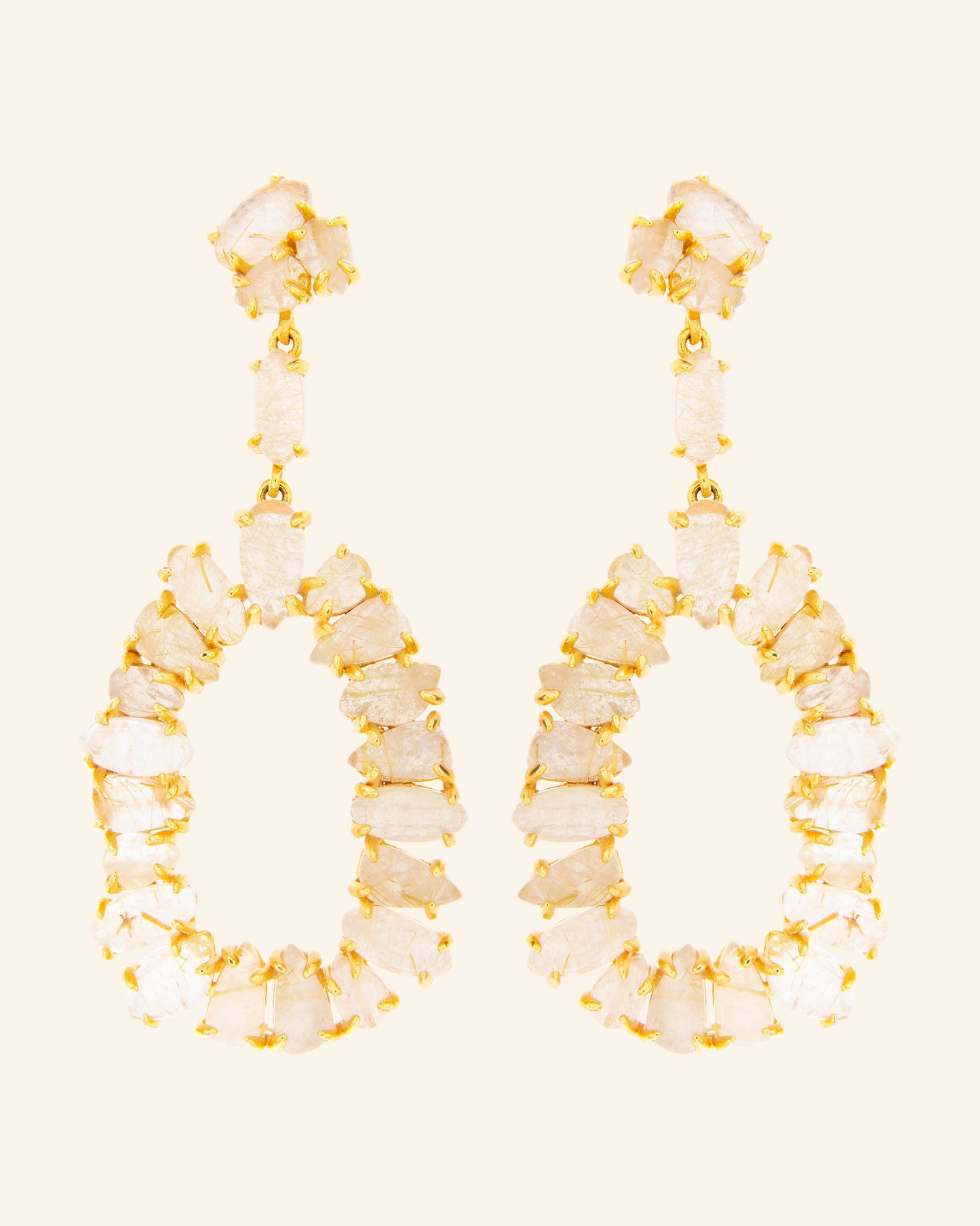 Aura earrings with rutilated quartz