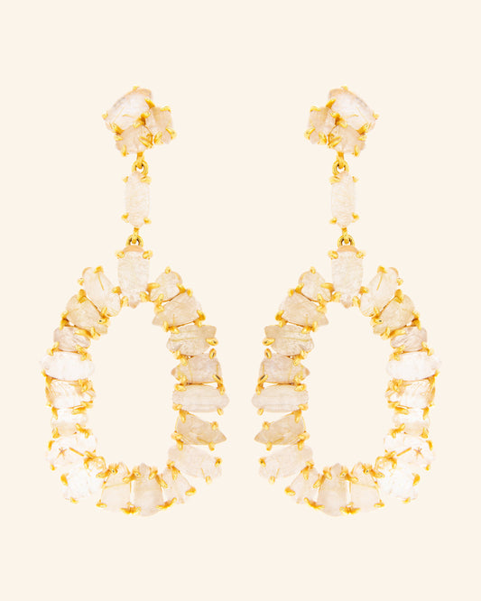 Aura earrings with rutilated quartz