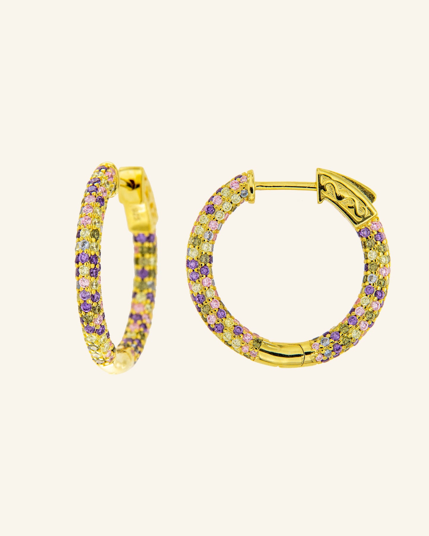 Pendientes Aro Venus 3DP circonitas multicolor