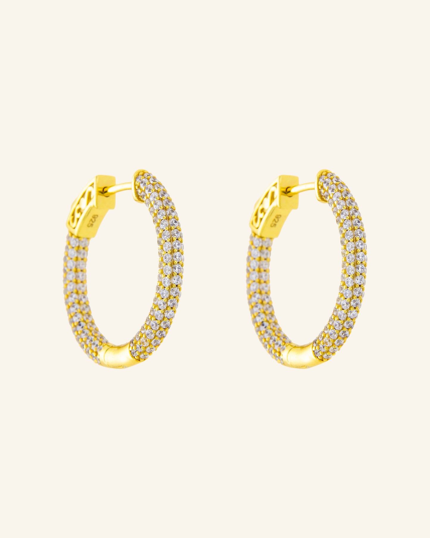 Pendientes Aro Venus 3DP dorados con circonitas