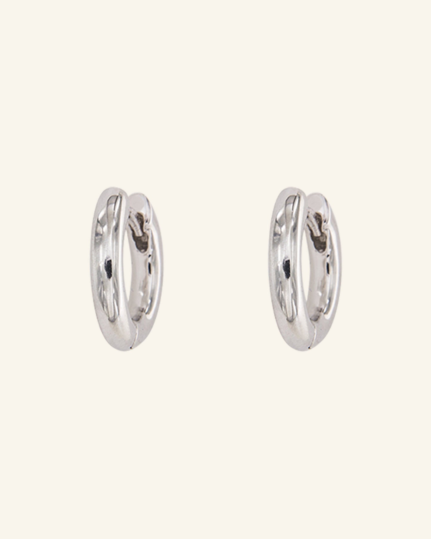 Small rhodium-plated silver hoop earrings