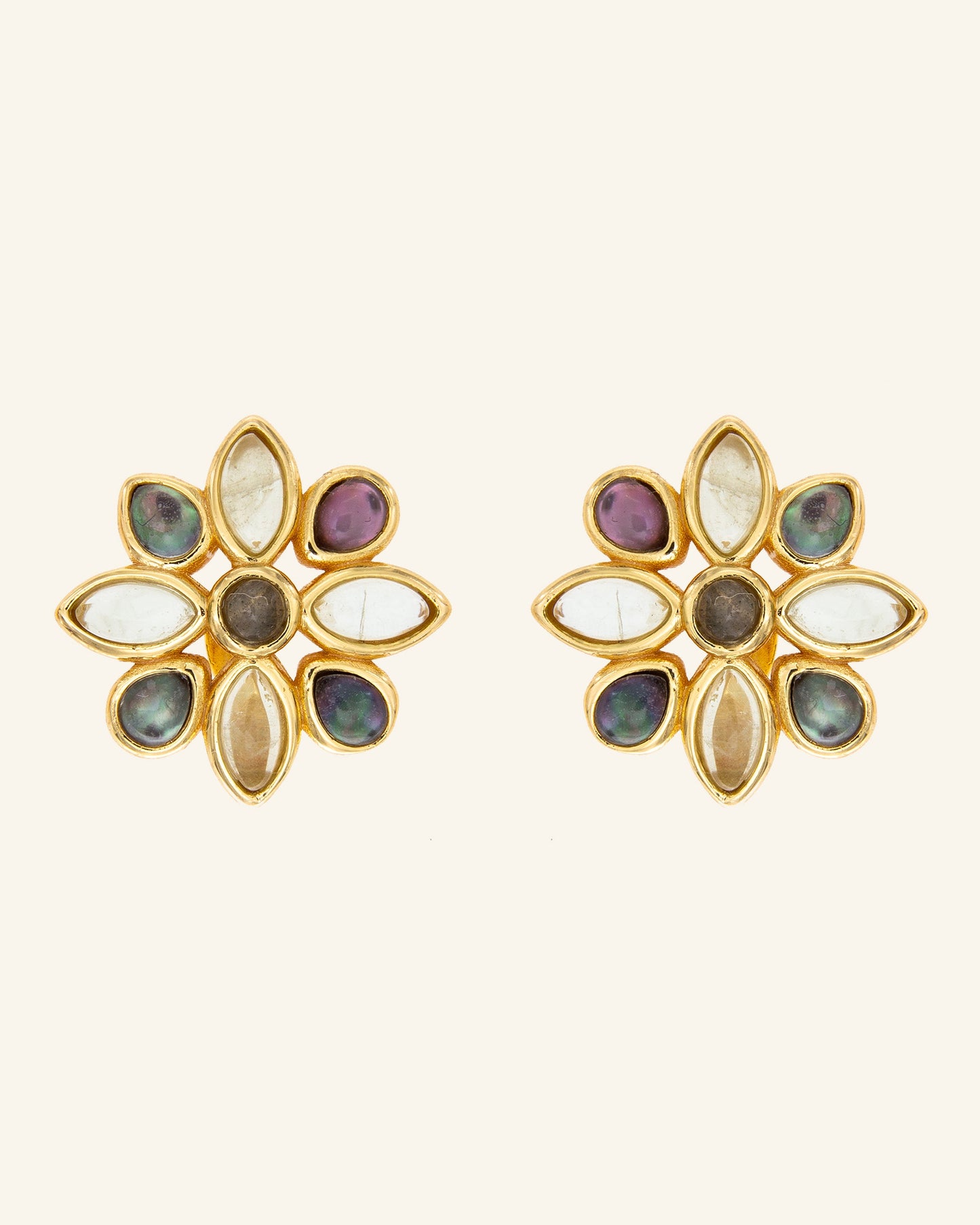 Pendientes Brownea con Madreperla negra y Fluorita verde