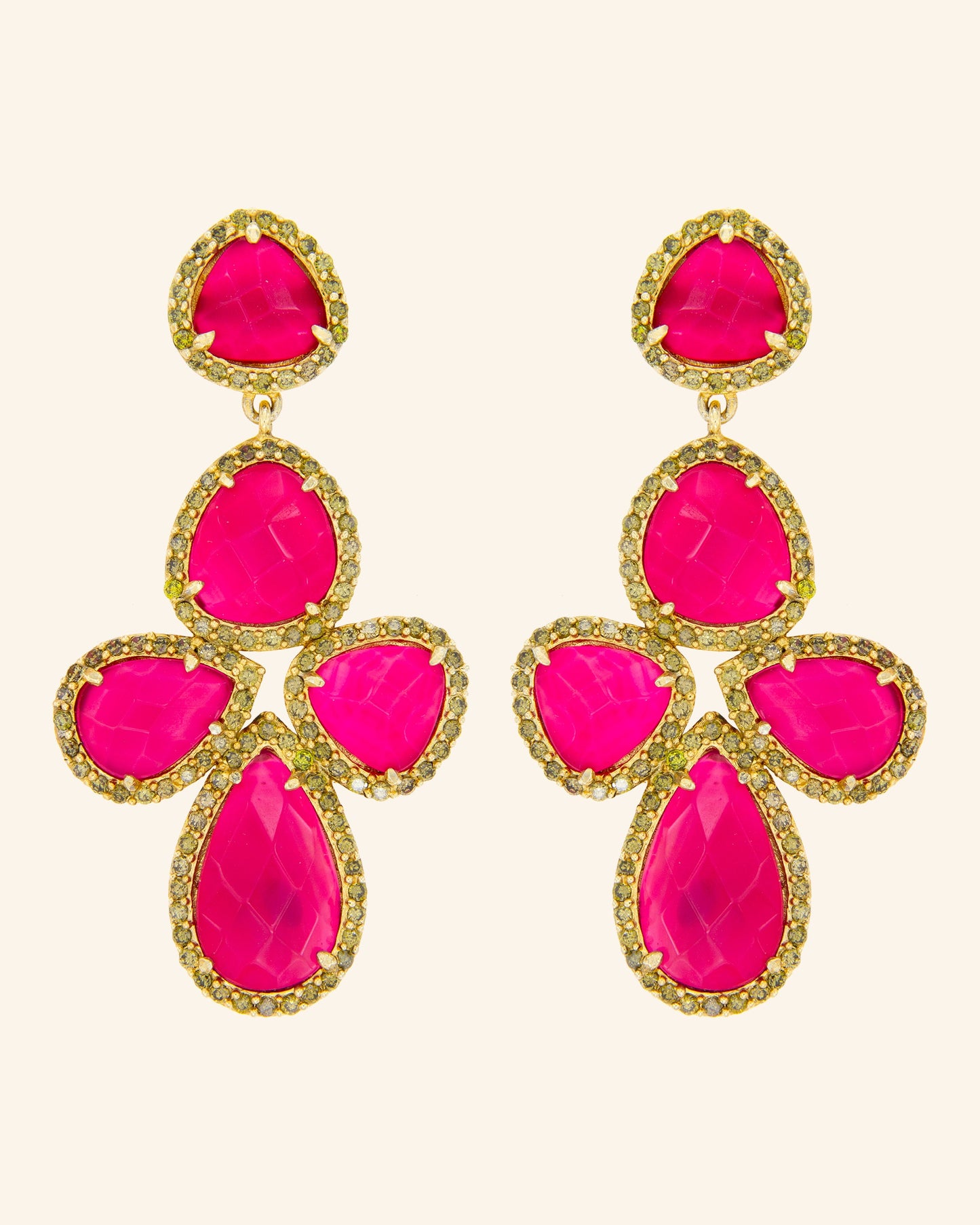 Gea earrings with raspberry agate and zircons