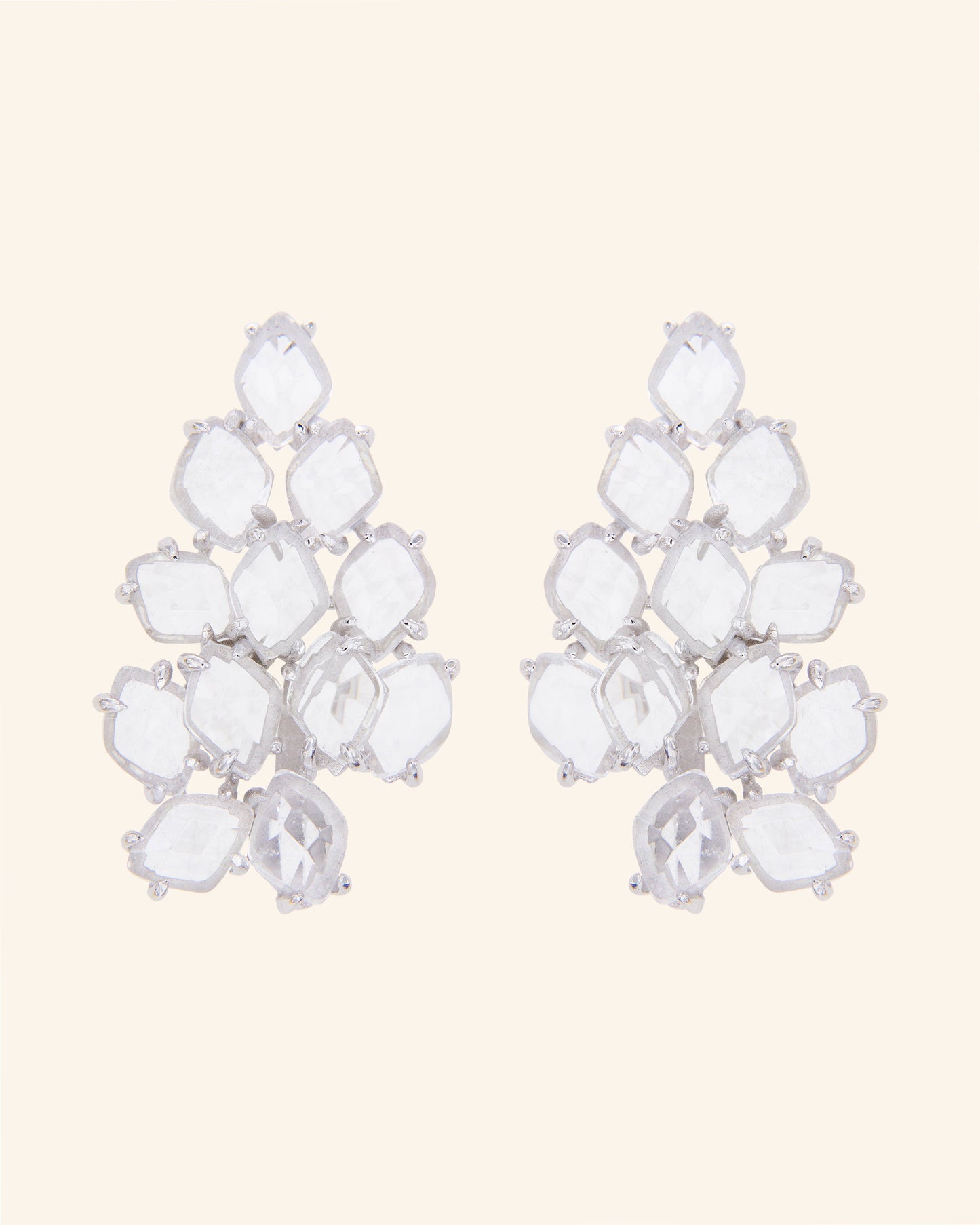 Glacier silver earrings with colorless quartz