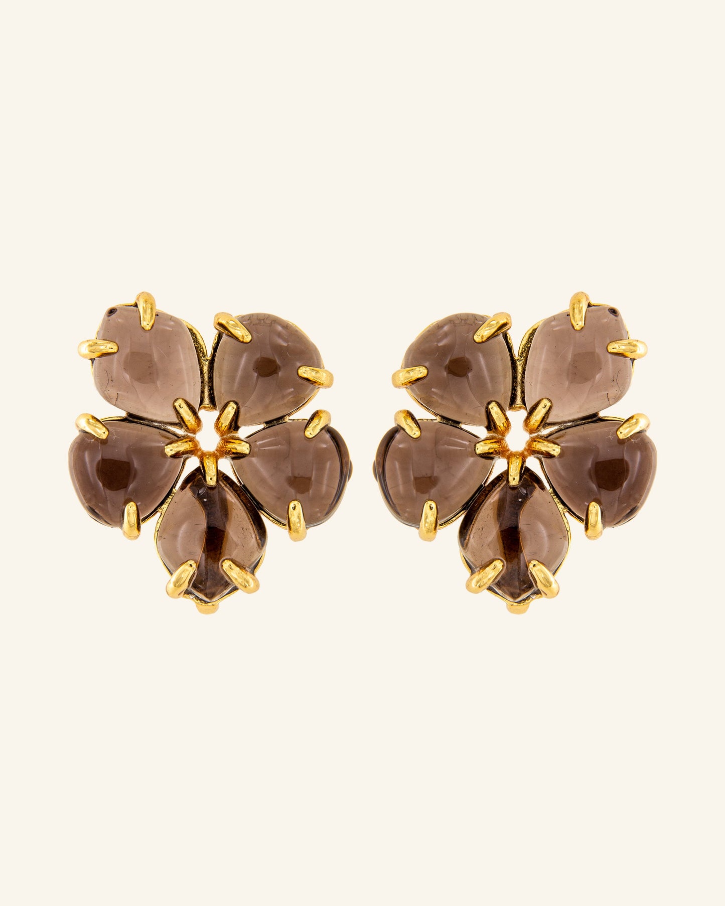 Pendientes Hibiscus Cuarzo Fumé