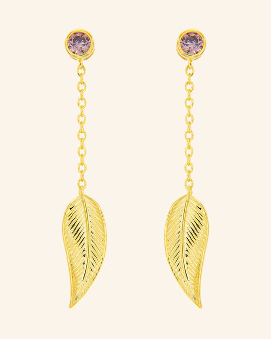 Pendientes Hoja con circonitas