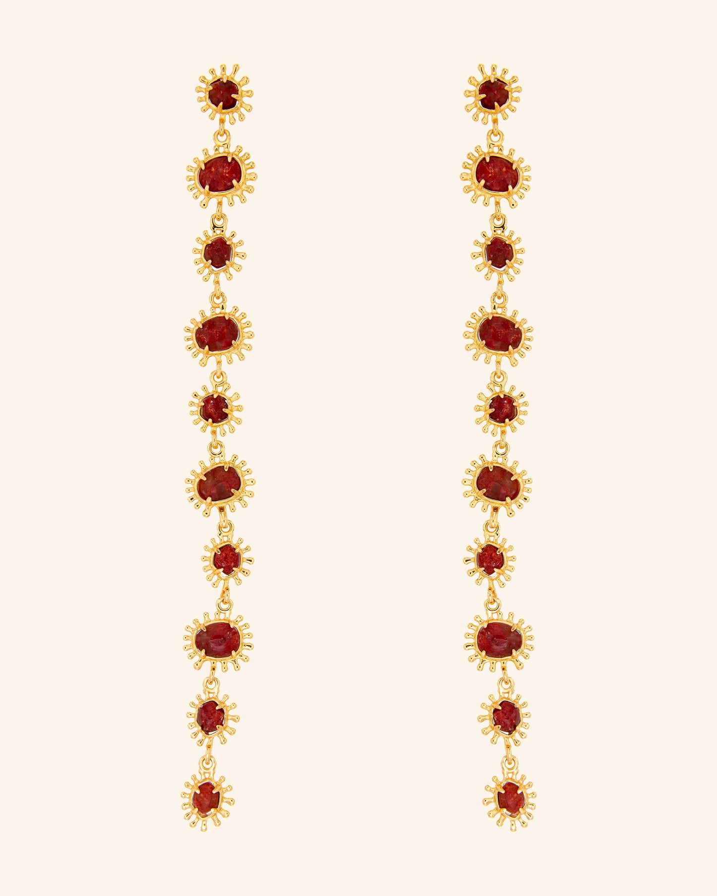 Horus Large Red Coral Earrings