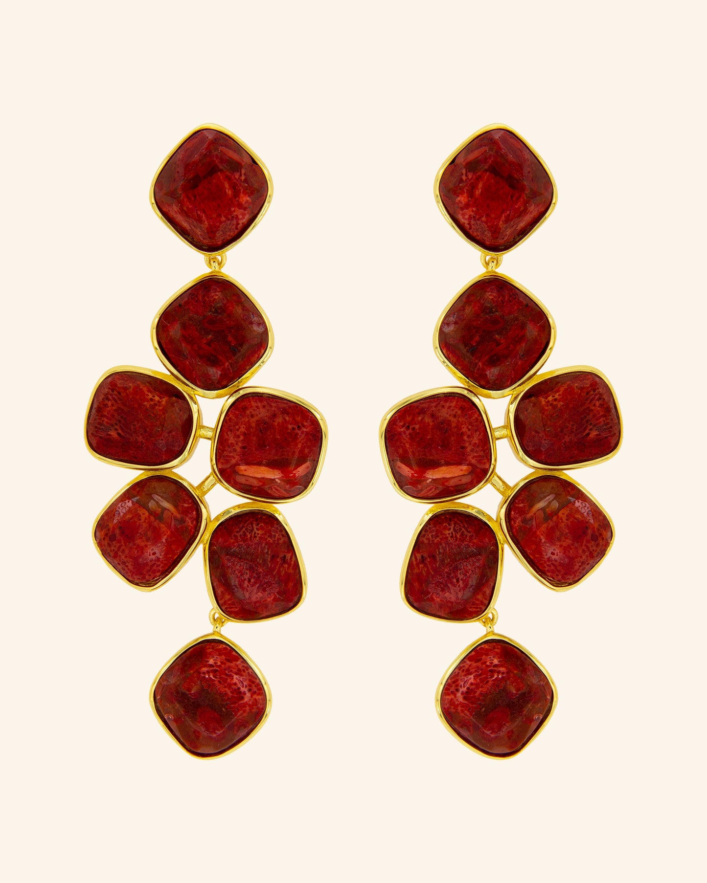 Pendientes Hydra con Coral Rojo