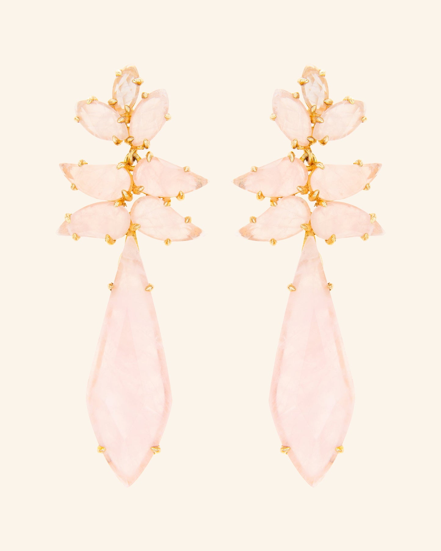 Dragonfly earrings with rose quartz