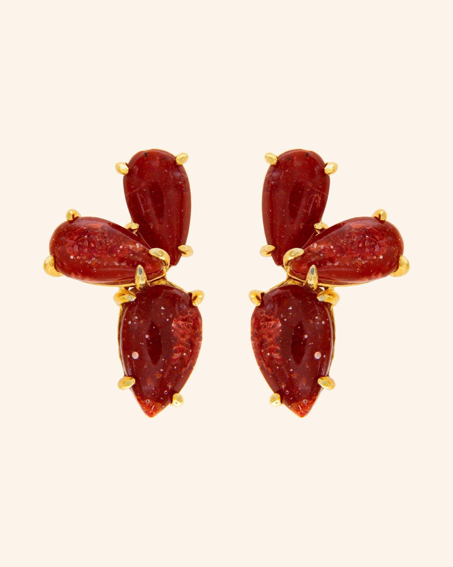 Pendientes Maranta Coral Rojo