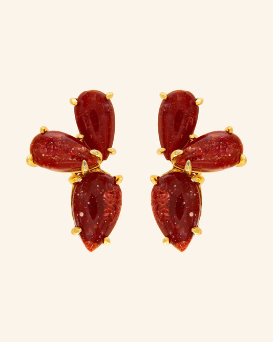 Pendientes Maranta Coral Rojo