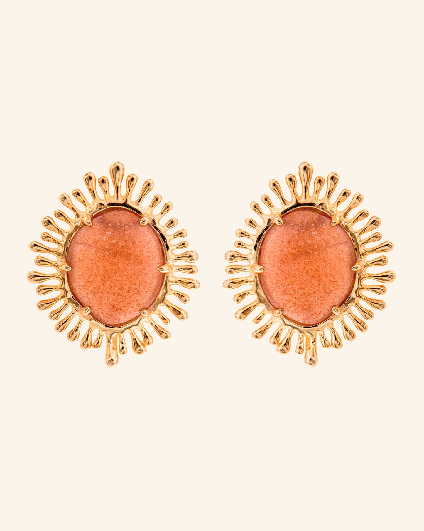 Sun Earrings with Pink Moonstone