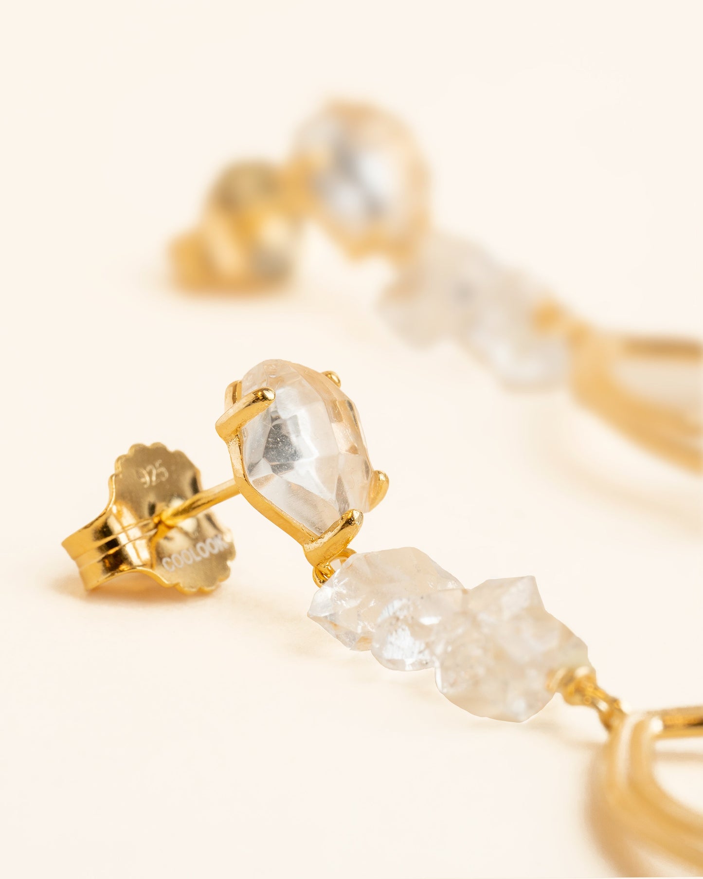 Vinson earrings with herkimer quartz