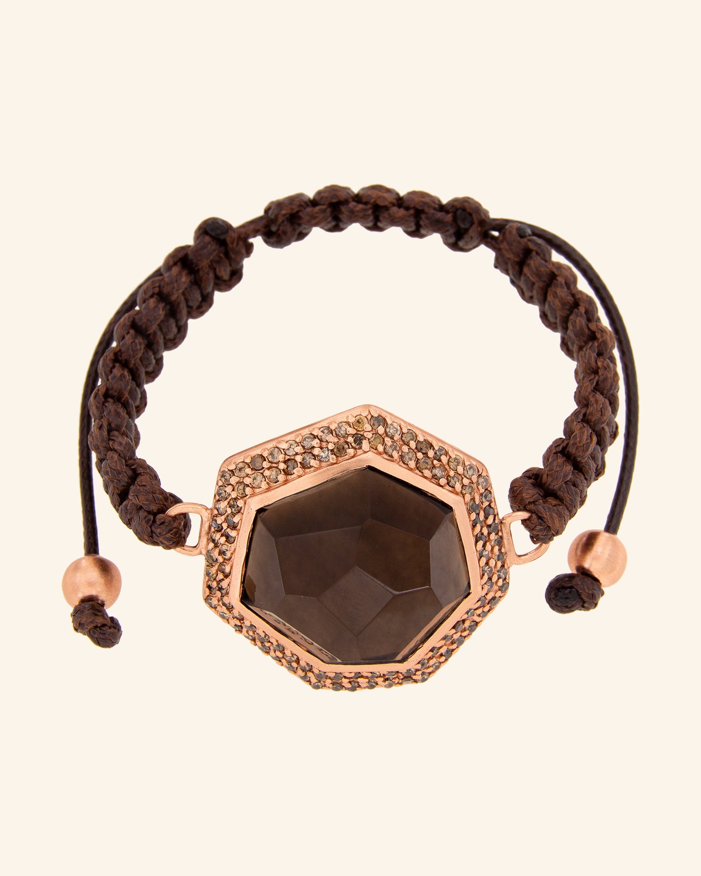 Pulsera Etna con cuarzo fumé, oro rosa y circonitas