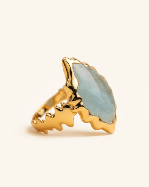 Anillo Borneo Aguamarina