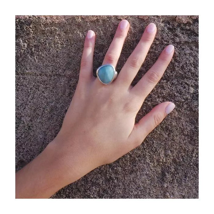 Anillo Bruma de plata con amazonita