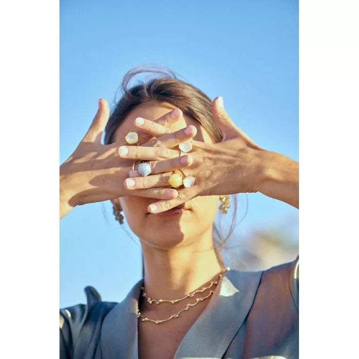 Anillo Papiro con calcita melocotón
