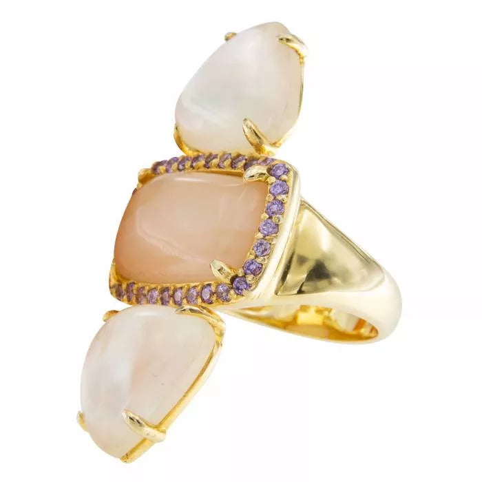 Anillo Petra con madreperla blanca y madreperla rosa