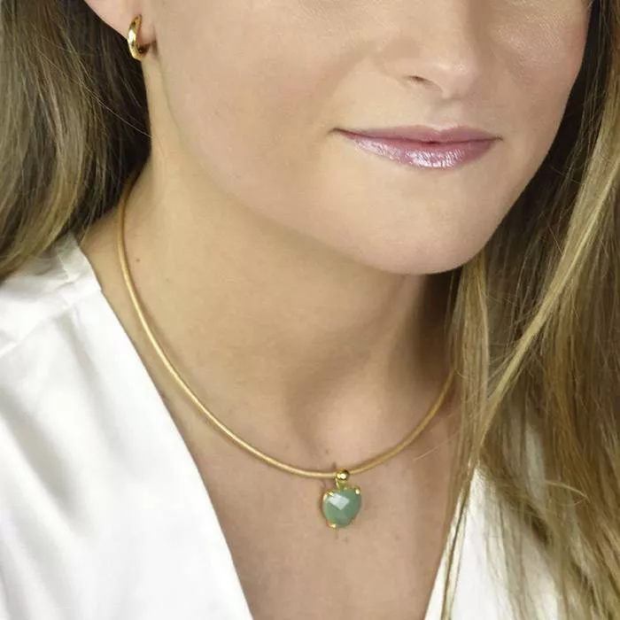 Heart pendant with aventurine