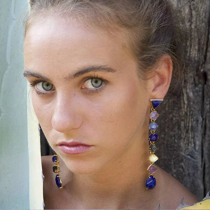 Colgantes Candy Tail con cuarzo azul