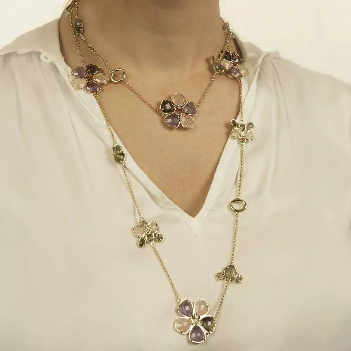 Brihuega necklace with amethyst and rose quartz