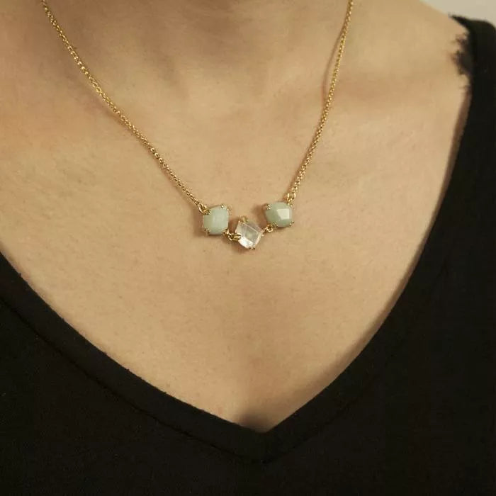 Tricandy necklace with amazonite and white mother-of-pearl