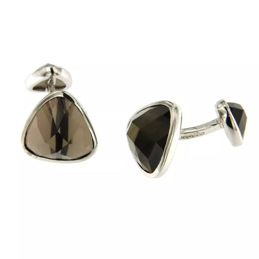 Paduan cufflinks with smoked quartz