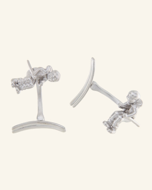 Matte silver Ski cufflinks