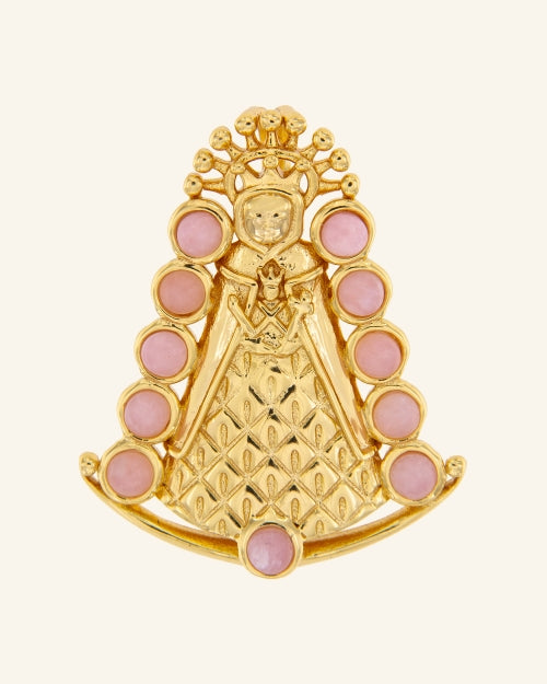 Virgen del Pilar pink opal medal