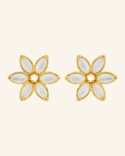 Big Jazmin White Mother of Pearl Earrings