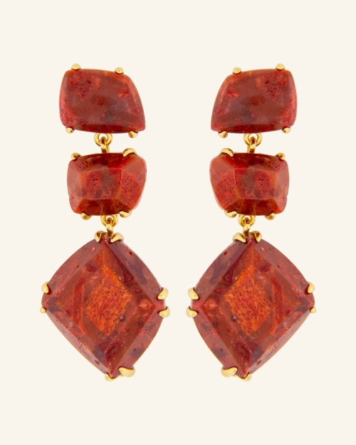 Pendientes Apolo con Coral Rojo