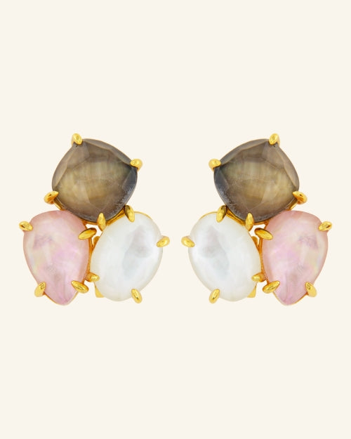 Kraz tricolor mother-of-pearl earrings