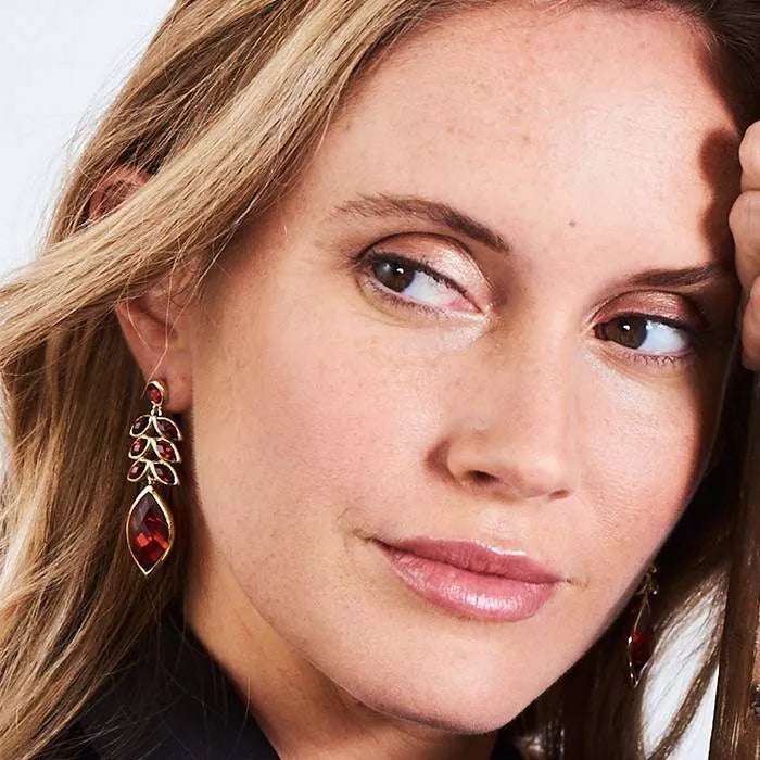 Juno earrings with red zirconia