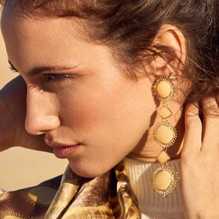 Pendientes Sol con Calcita Melocotón