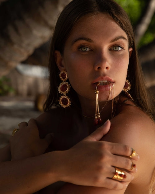 Colgantes Sol XL Coral Rojo