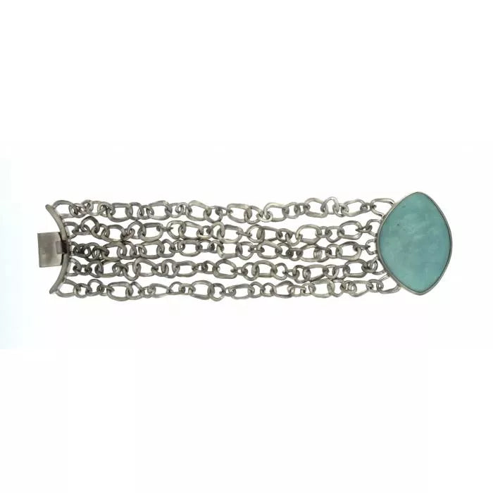 Brazalete Belize de plata con Amazonita