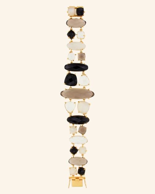 Triton bracelet with Onyx, smoked quartz and moonstone