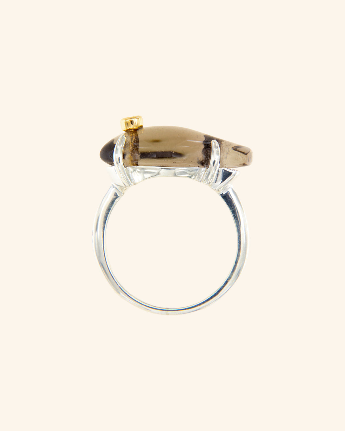 Anillo Marea Cuarzo Fumé Plata