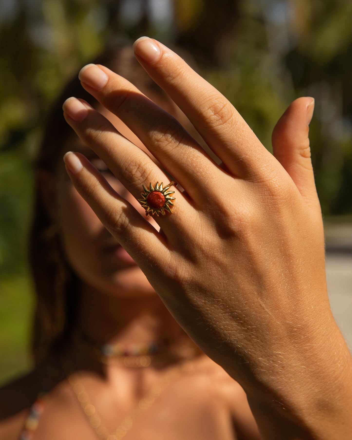 Red Coral Sun Ring