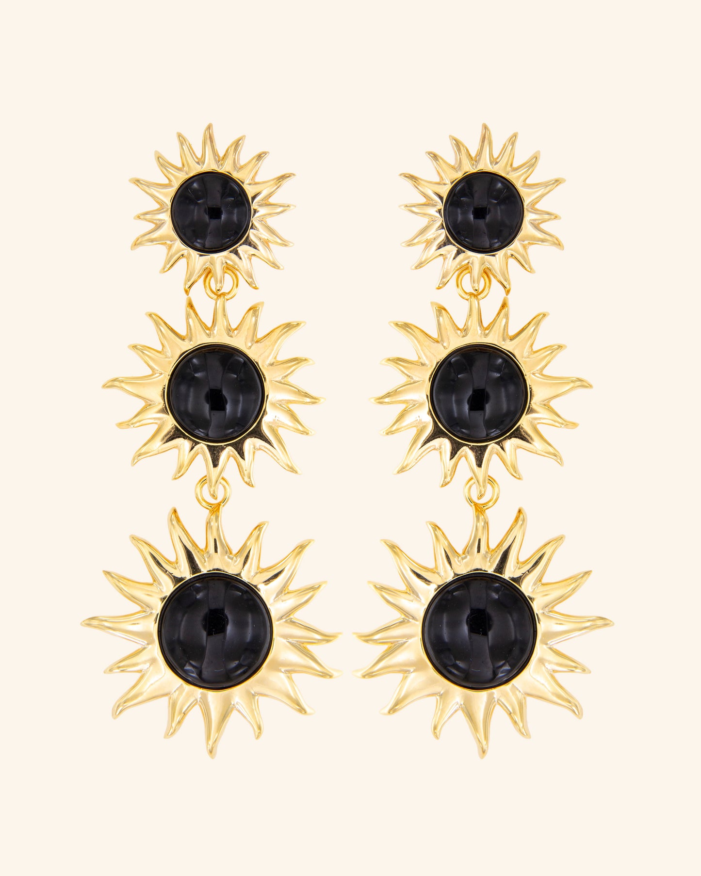 Pendientes Sol Fascinante Ágata Negra