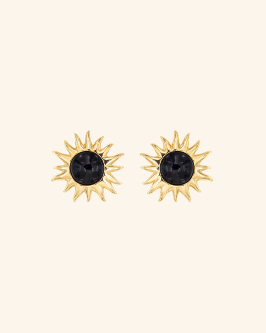 Pendientes Sol Fascinante Ágata Negra