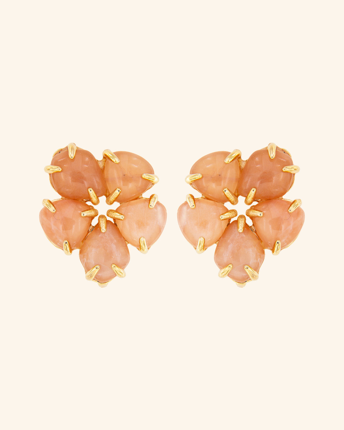 Pendientes Hibiscus Piedra Luna Rosa