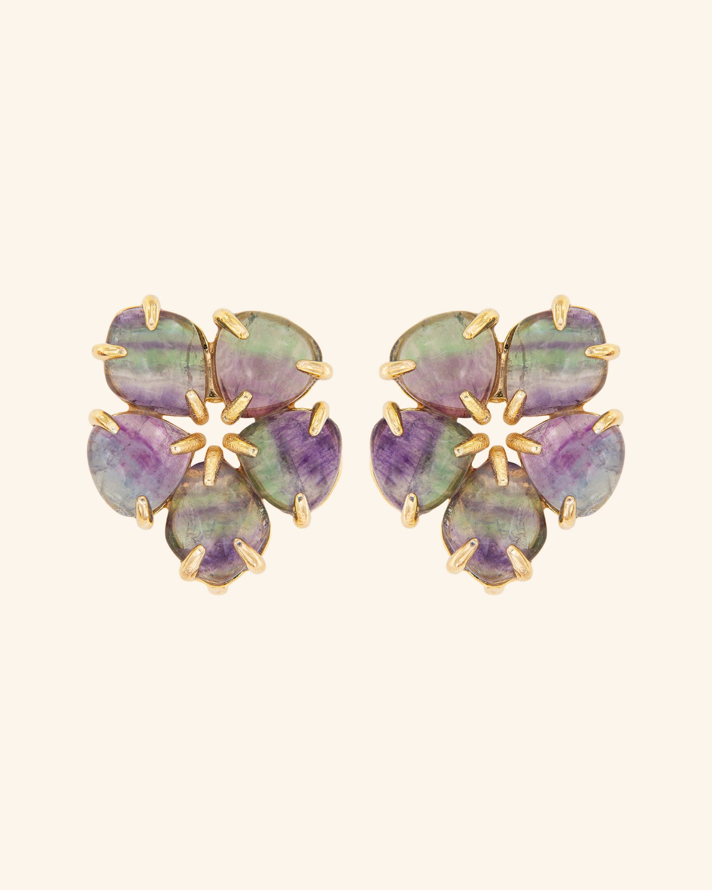 Pendientes Hibiscus Fluorita Rainbow