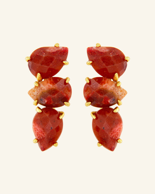 Red coral gus earrings